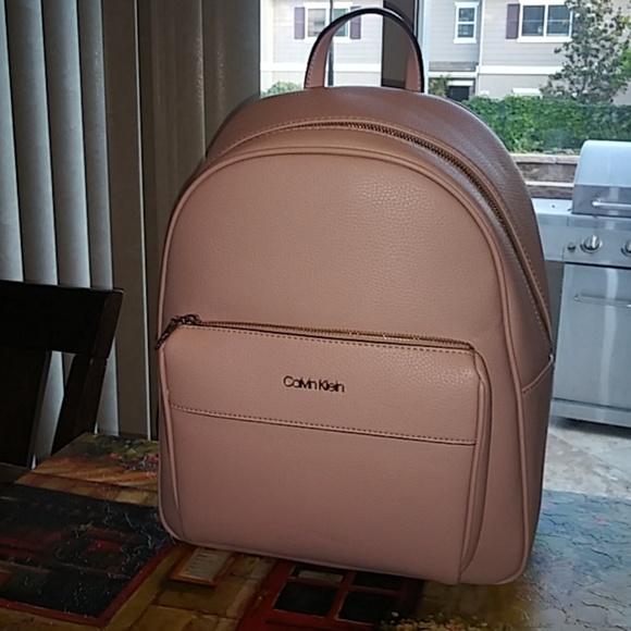 Calvin Klein Handbags - Calvin klein Pebbled leather large Backpack Rose